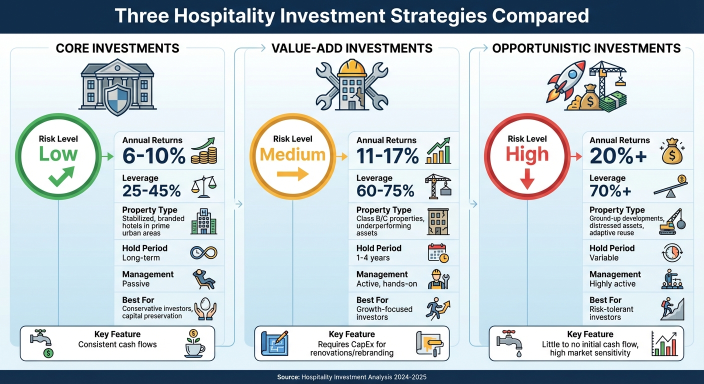 Hospitality Investment Strategies: Core vs Value-Add vs Opportunistic Comparison