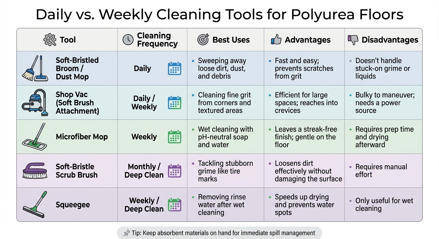 Daily vs Weekly Polyurea Floor Cleaning Tools Comparison Chart