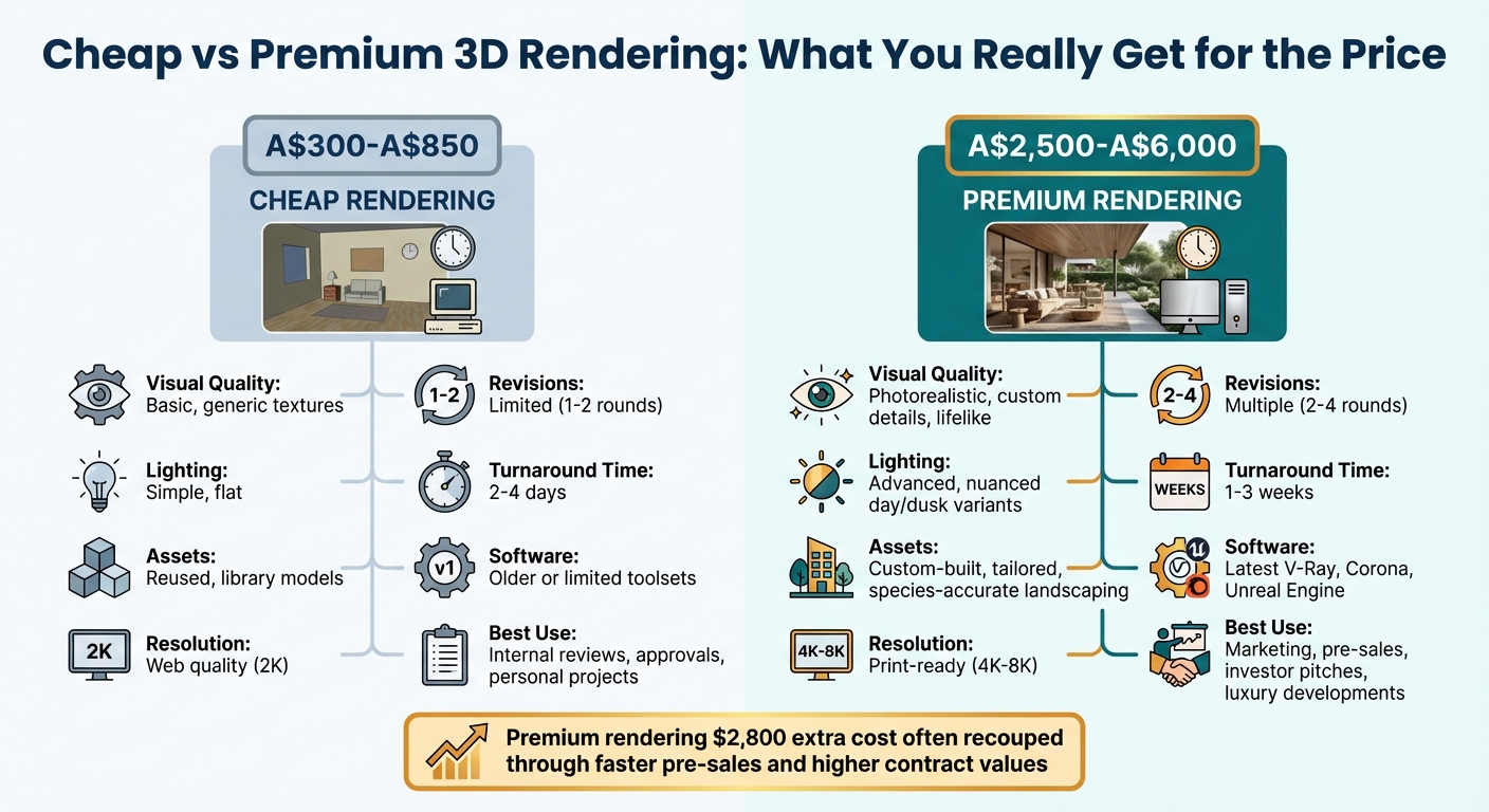 Cheap vs Premium 3D Rendering: Price and Feature Comparison
