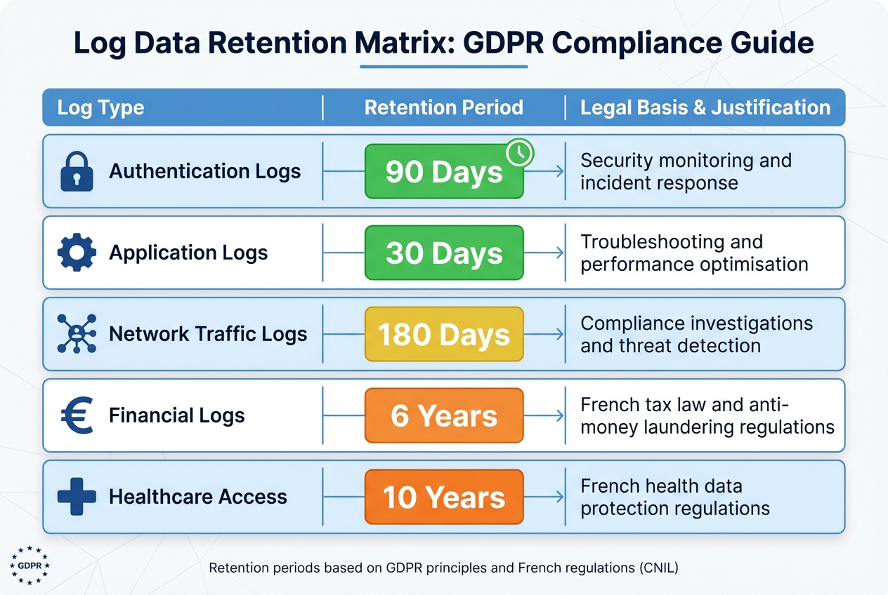 GDPR Log Data Retention Periods by Type