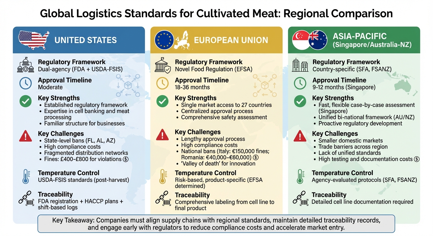 Global Cultivated Meat Logistics Standards Comparison by Region