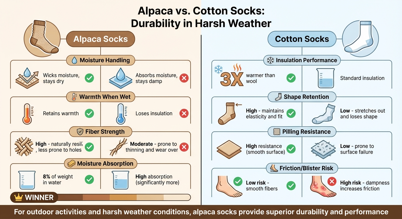 Alpaca vs Cotton Socks Durability Comparison Chart