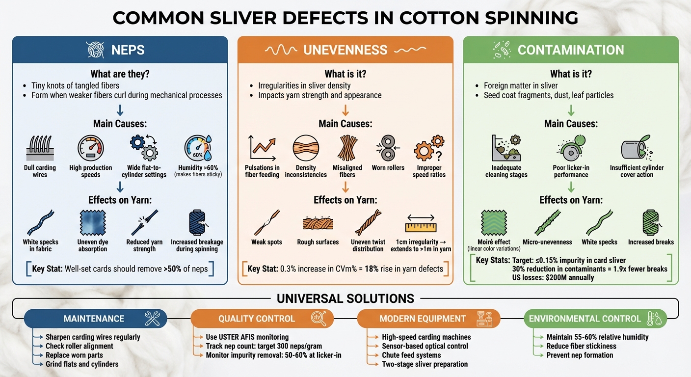 Common Cotton Sliver Defects: Causes, Effects, and Prevention Methods