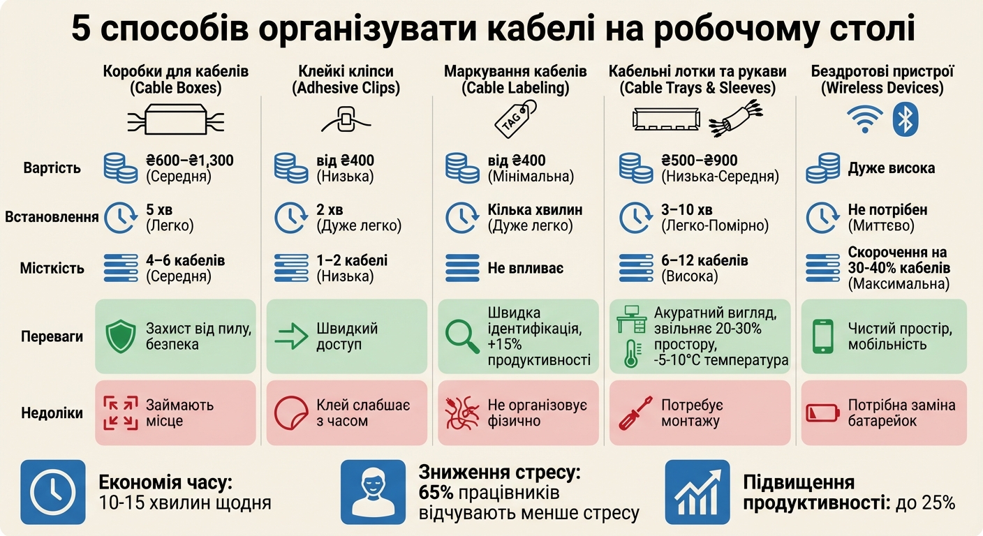 Порівняння 5 методів організації кабелів: вартість, складність та ефективність