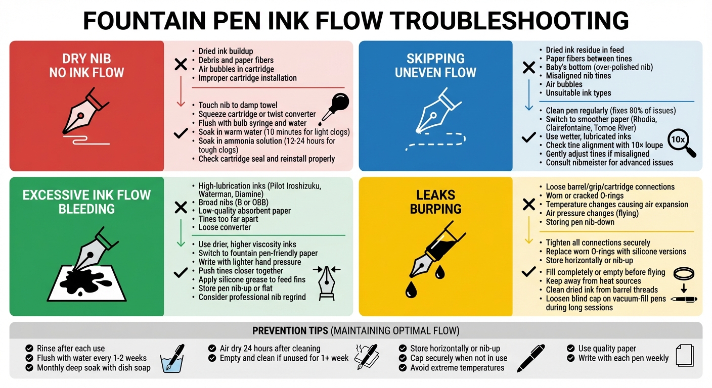 Common Fountain Pen Ink Flow Problems and Solutions Guide