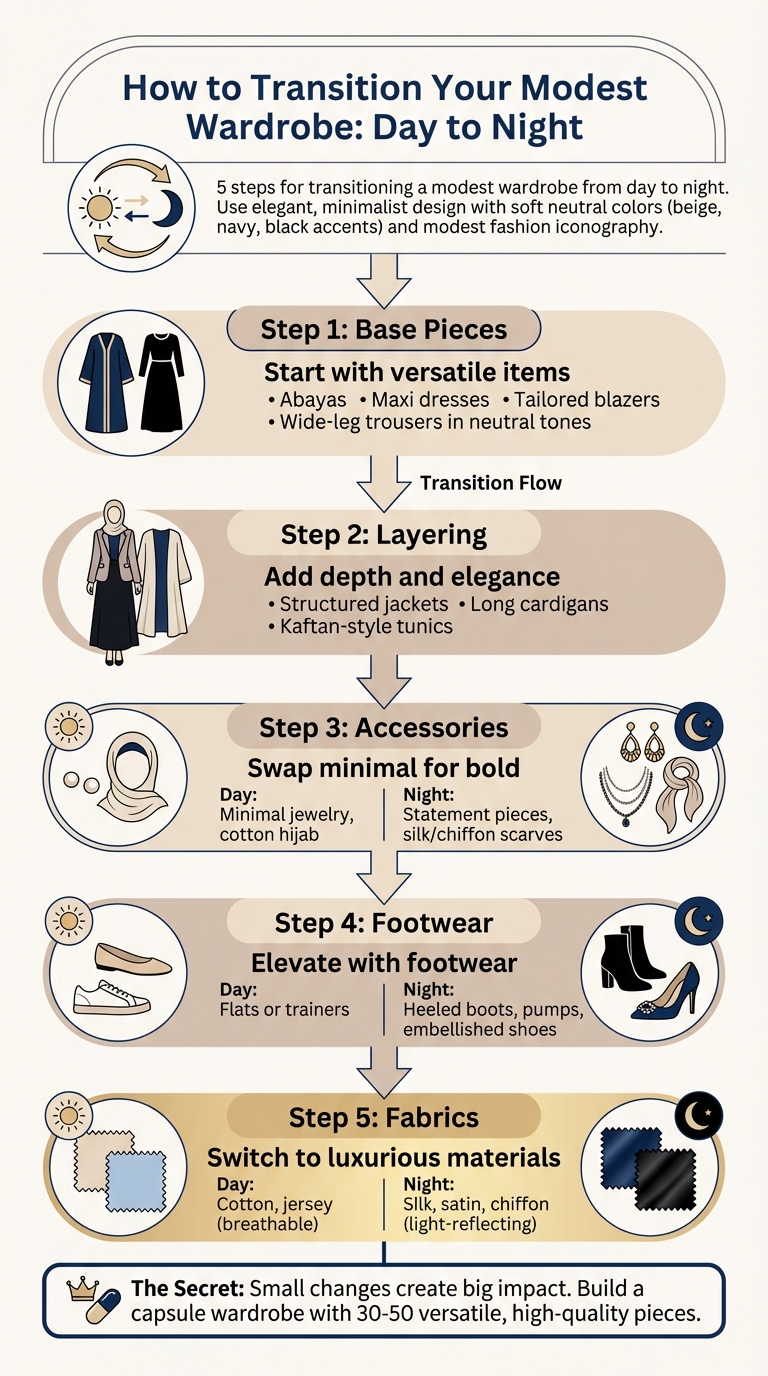 5-Step Guide to Transitioning Modest Wardrobe from Day to Night
