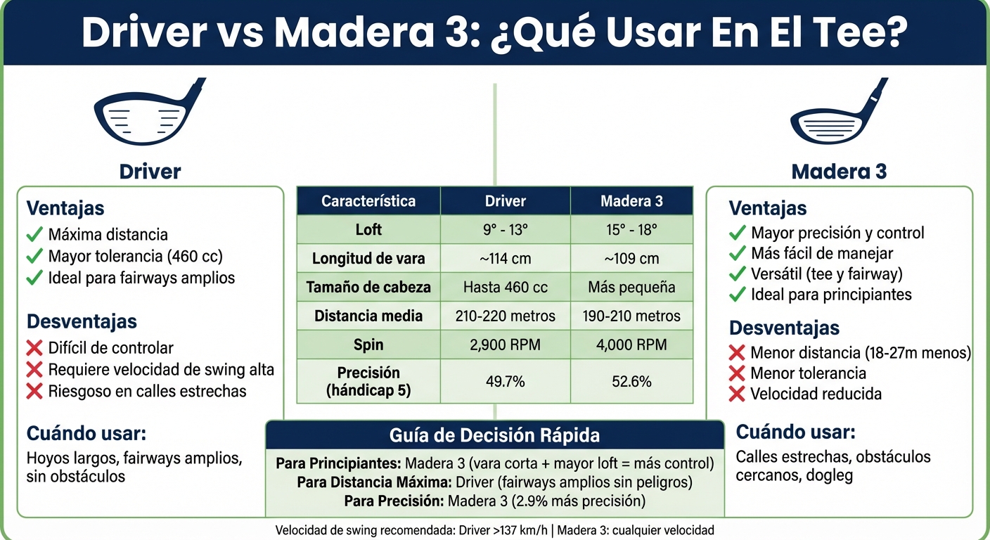 Driver vs Madera 3: Comparación de Especificaciones y Uso en Golf