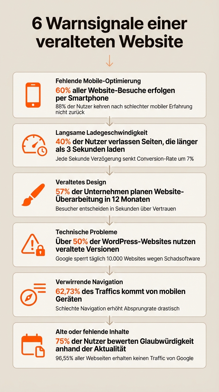 6 Warnsignale einer veralteten Website und ihre Auswirkungen
