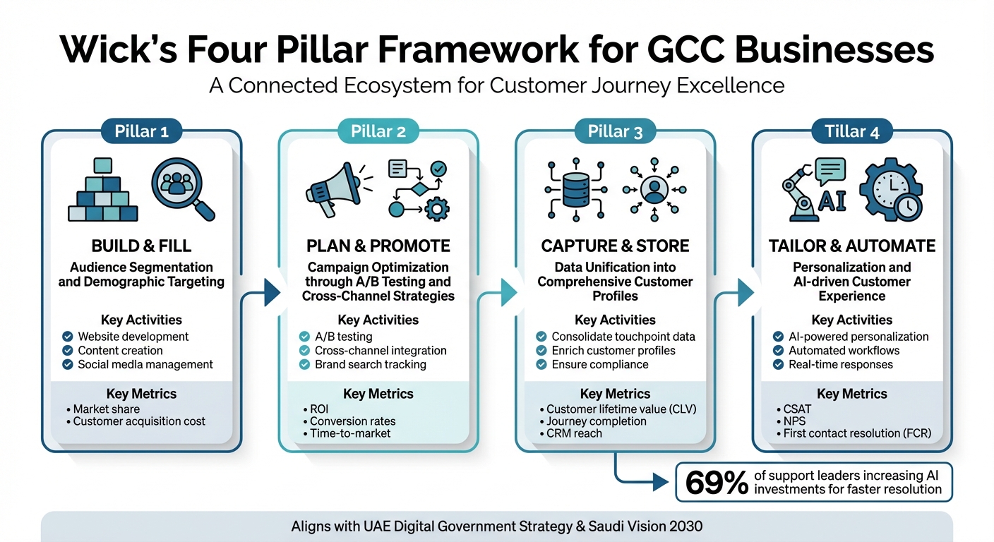 Wick's Four Pillar Framework for Customer Journey KPI Tracking
