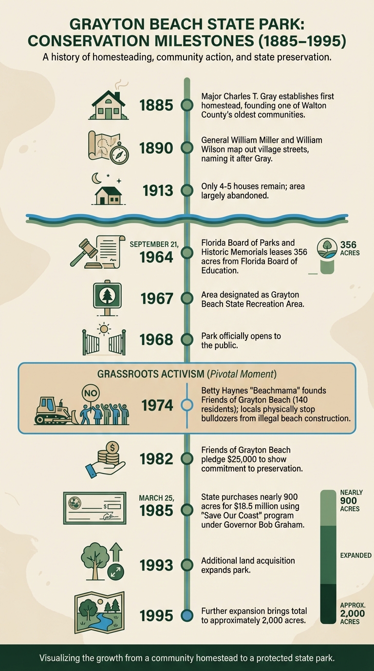 Grayton Beach State Park Conservation Timeline 1885-1995