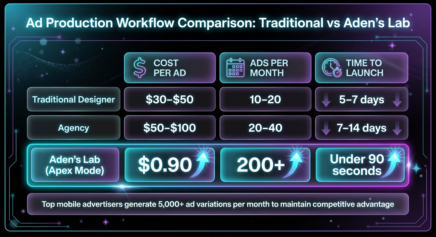 D2C Ad Creative Production: Traditional vs Aden's Lab Workflow Comparison