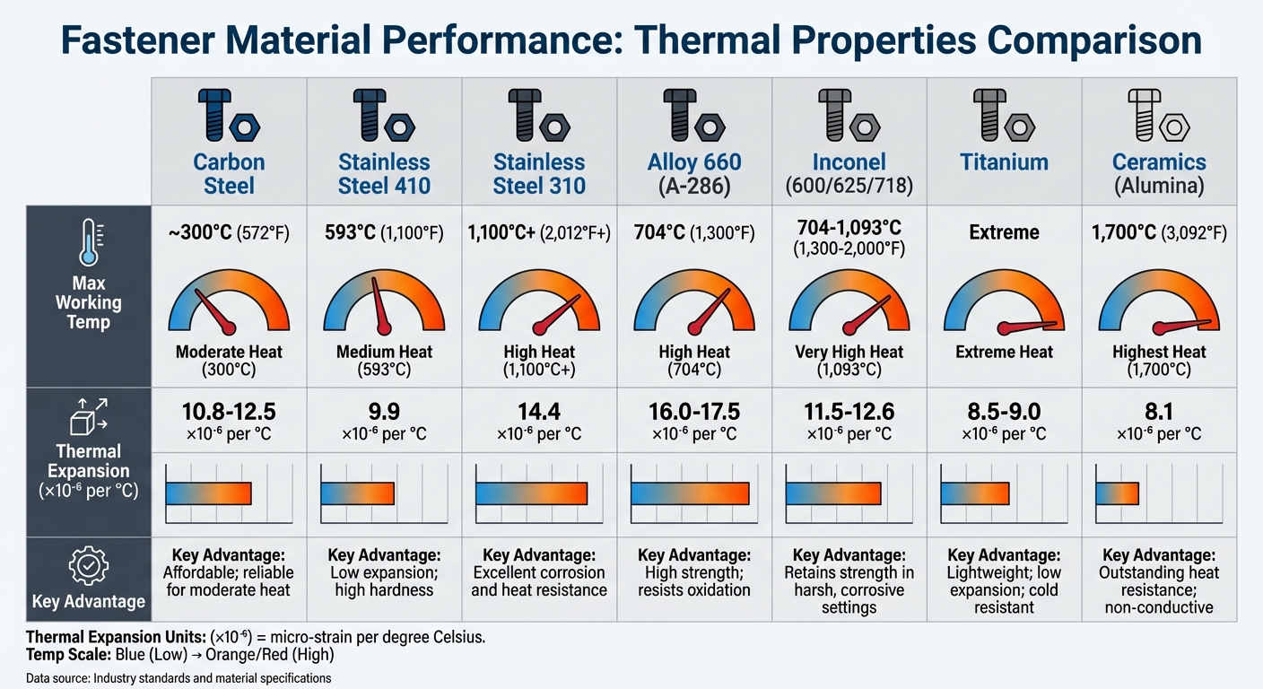 Fastener Material Thermal Performance Comparison Chart