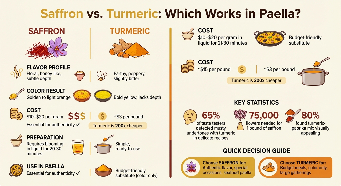 Saffron vs Turmeric Comparison for Paella: Cost, Flavor, and Color Differences
