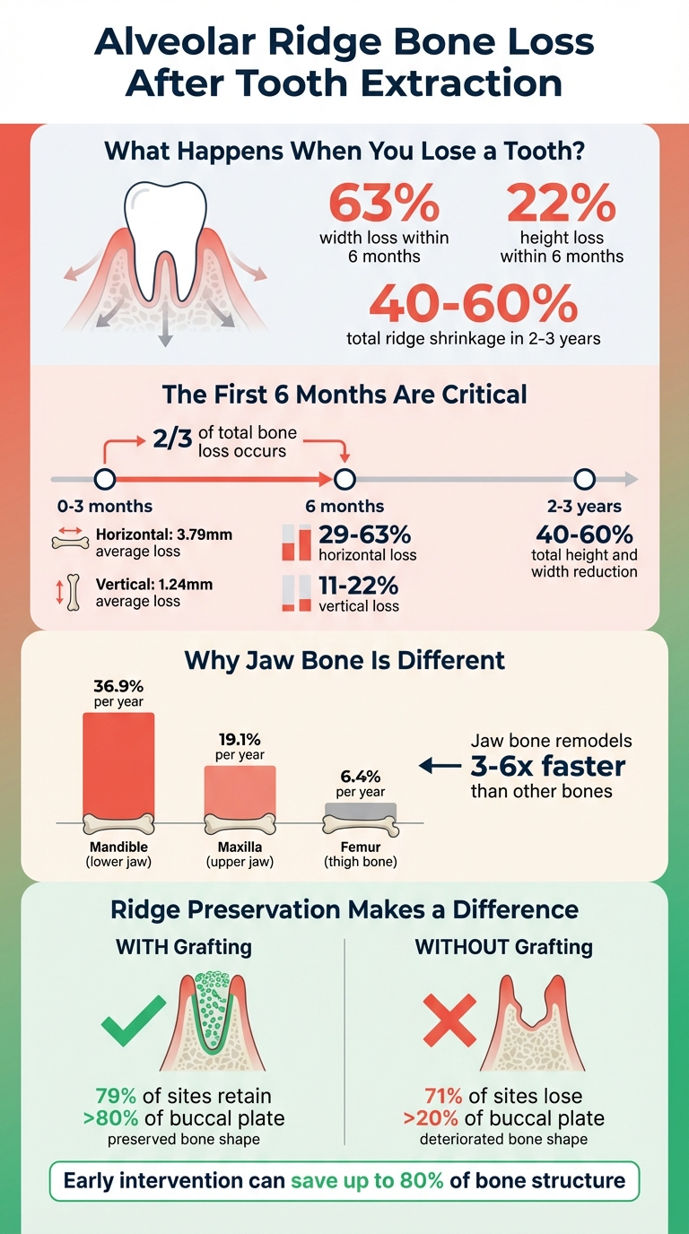 Alveolar Ridge Bone Loss After Tooth Extraction: Timeline and Statistics
