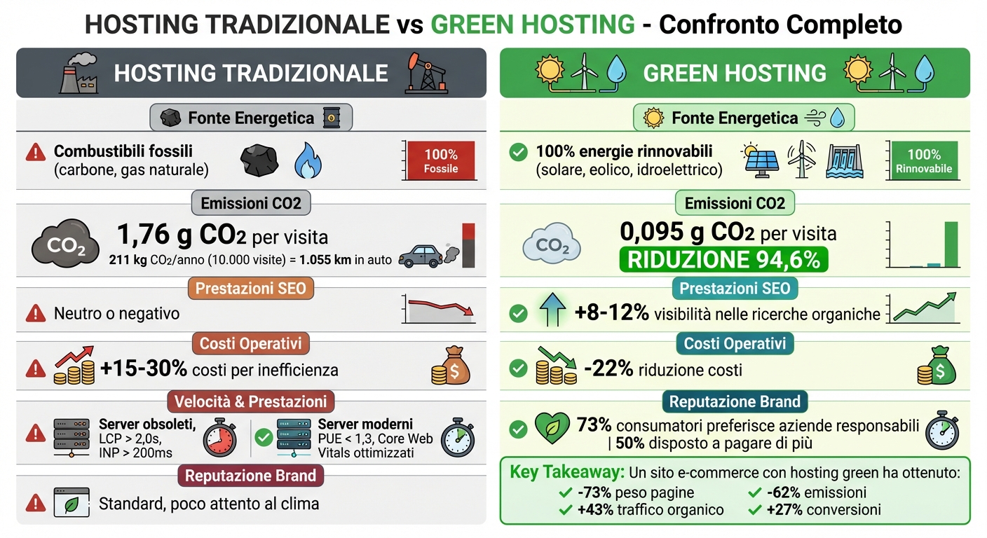 Hosting green e seo: benefici per il tuo sito 1 Confronto hosting tradizionale vs green: emissioni, costi e prestazioni seo