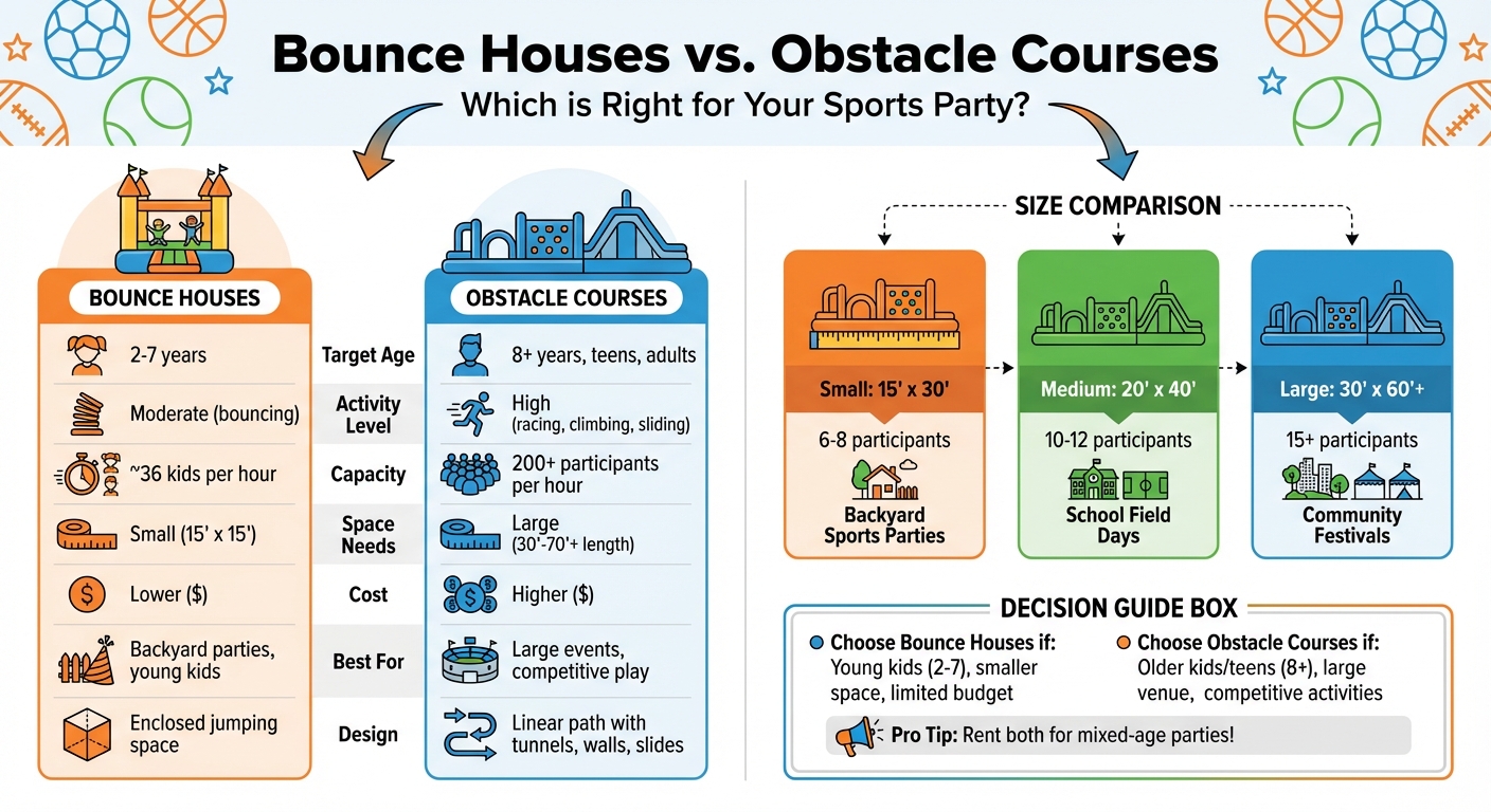 Bounce Houses vs Obstacle Courses: Complete Comparison Guide for Sports Parties