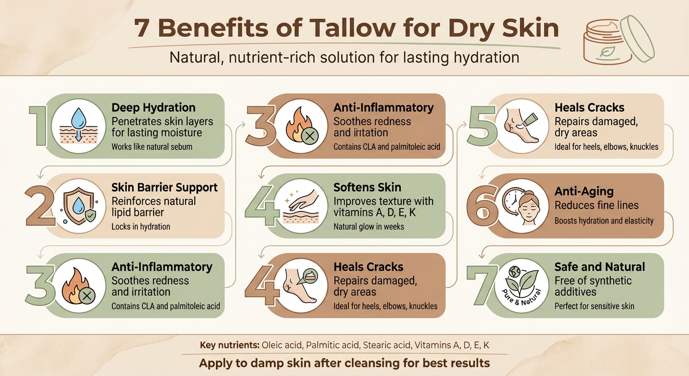 7 Benefits of Tallow for Dry Skin: Deep Hydration and Natural Skin Repair