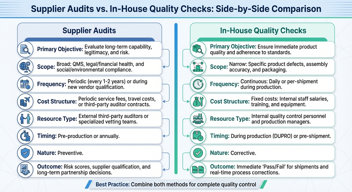 Supplier Audits vs In-House Quality Checks Comparison Chart