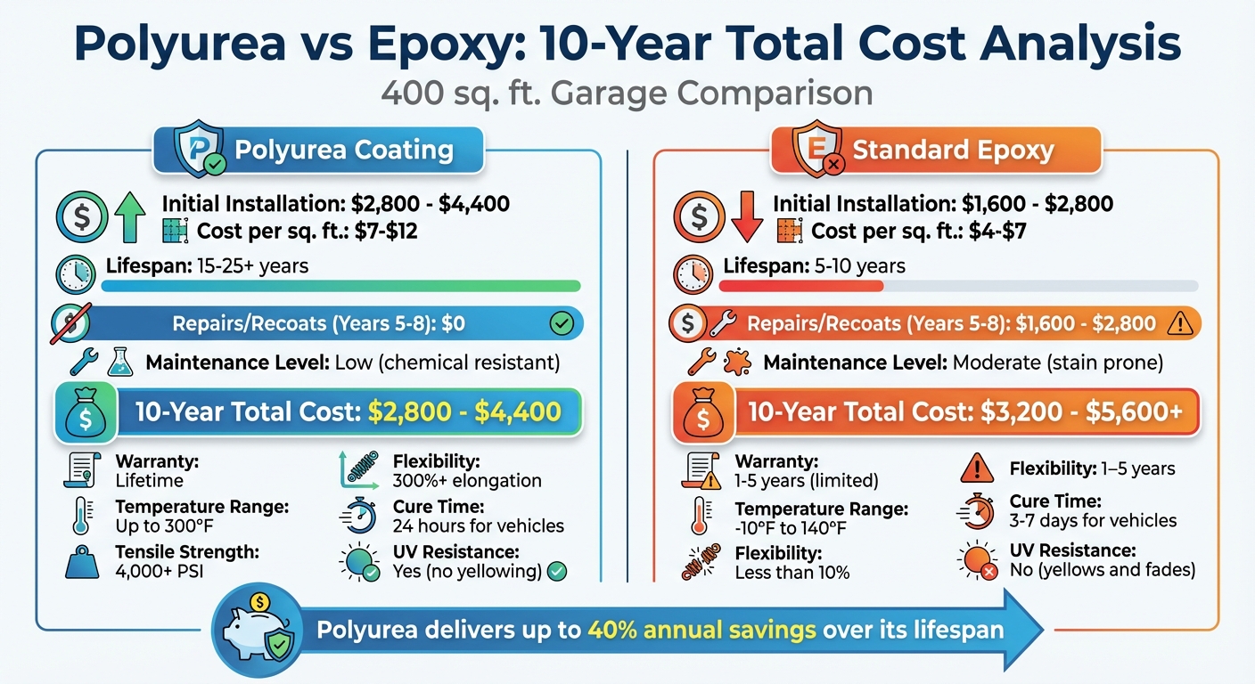 Polyurea vs Epoxy Flooring: 10-Year Cost and Performance Comparison