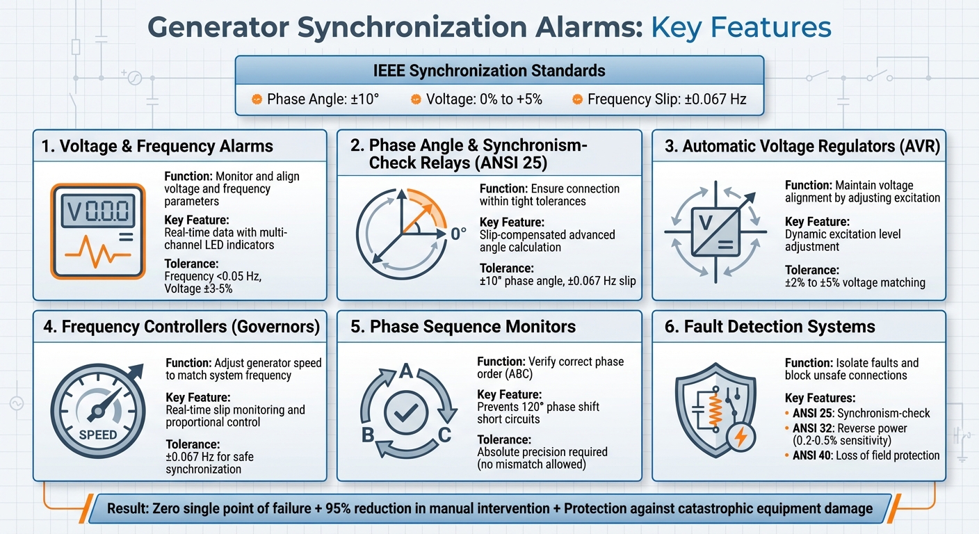 6 Critical Generator Synchronization Alarm Systems and Their Functions