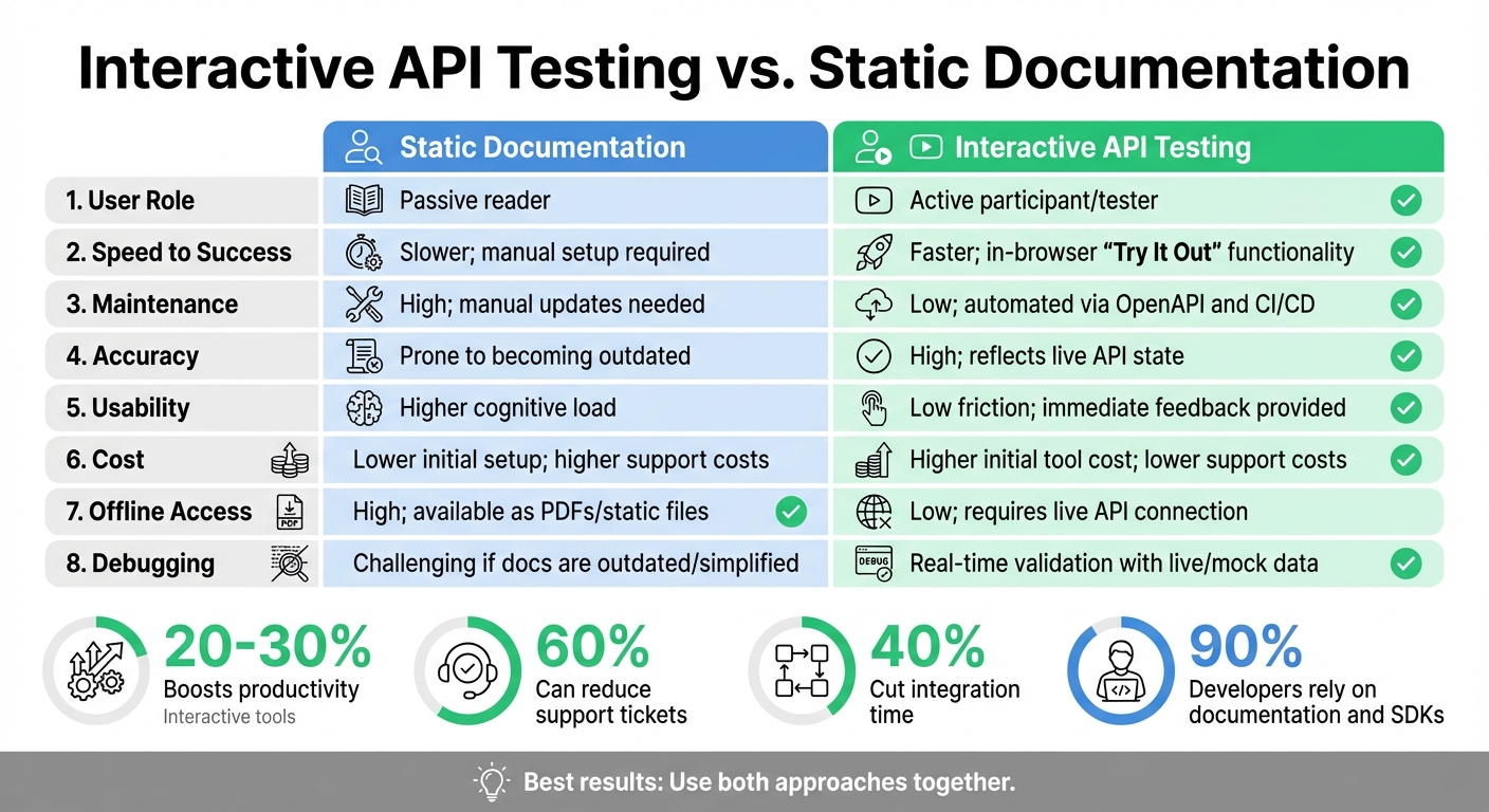 Interactive API Testing vs Static Documentation: Key Differences Comparison