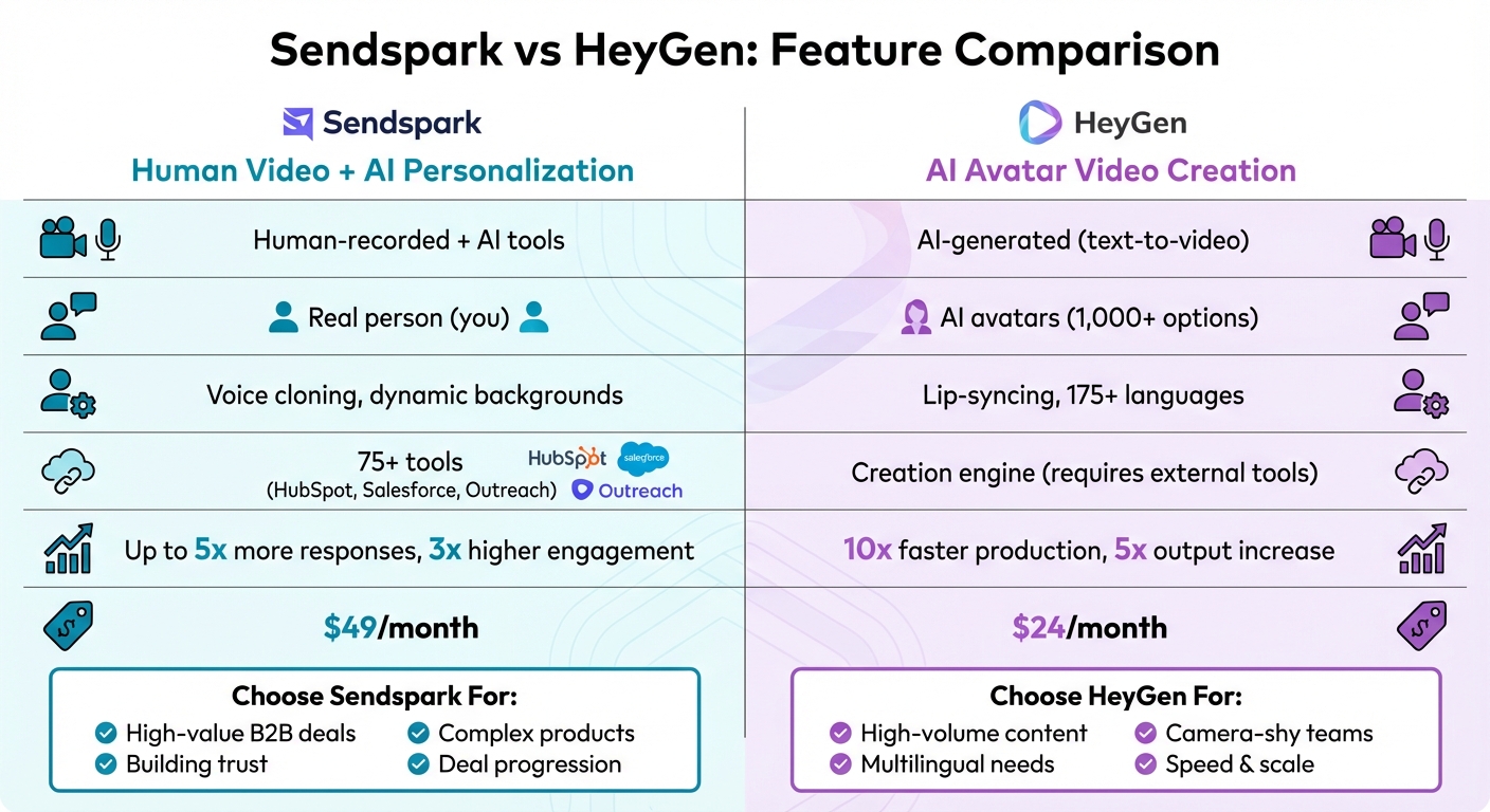 Sendspark vs HeyGen Feature Comparison for B2B Sales