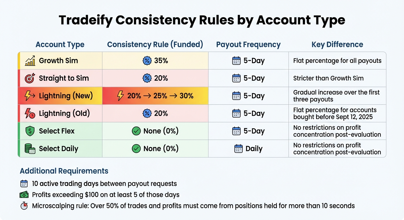 Tradeify Consistency Rules by Account Type Comparison
