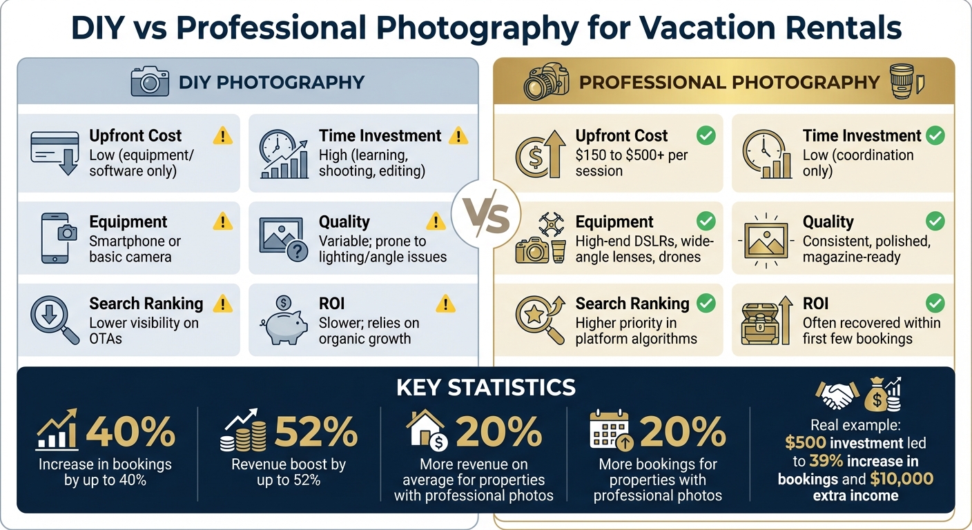 DIY vs Professional Vacation Rental Photography: Cost, Quality and ROI Comparison