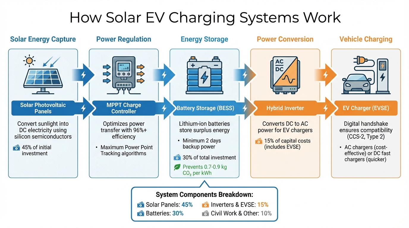 How Solar EV Charging Systems Work: From Sunlight to Vehicle Power
