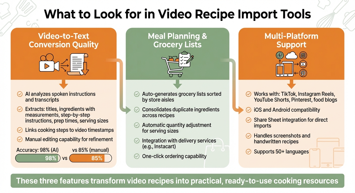 Key Features to Look for in Video Recipe Import Tools