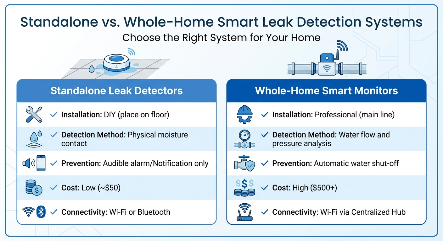 Smart Leak Detection Systems Comparison: Standalone vs Whole-Home Monitors
