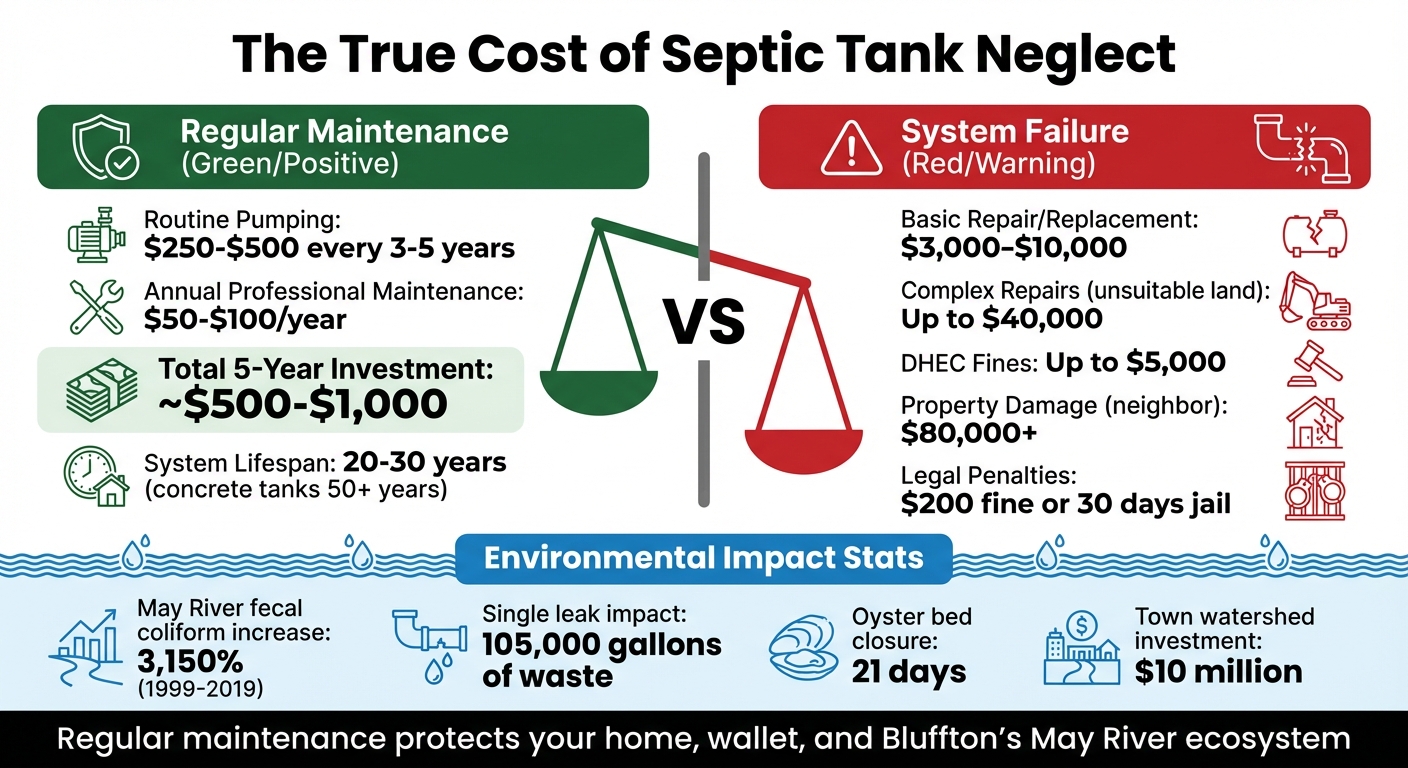 Septic Tank Maintenance Costs vs Failure Costs in Bluffton SC