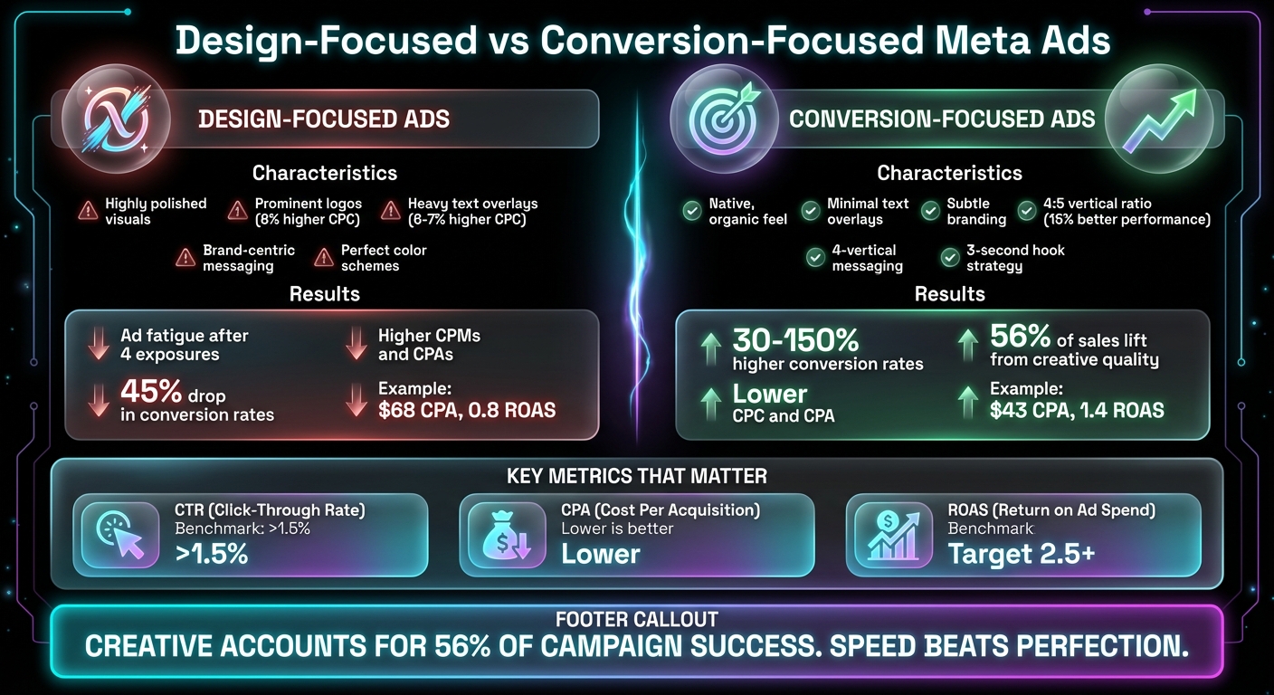 Design-Focused vs Conversion-Focused Meta Ads Performance Comparison