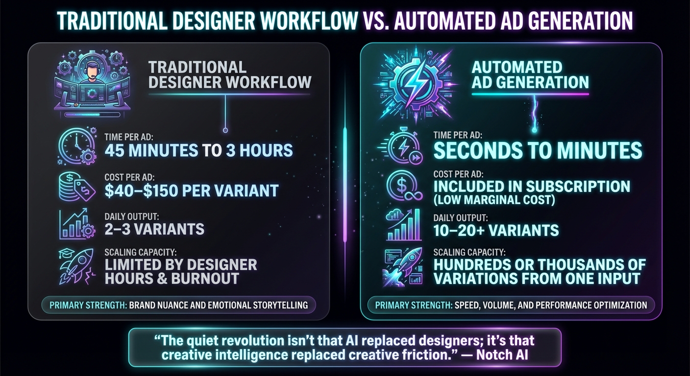 Designer Workflows vs Automated Ad Generation: Cost and Speed Comparison