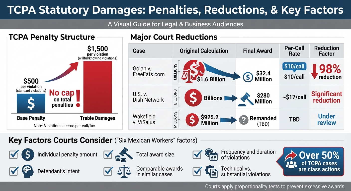 TCPA Statutory Damages: Penalty Structure and Major Court Reductions