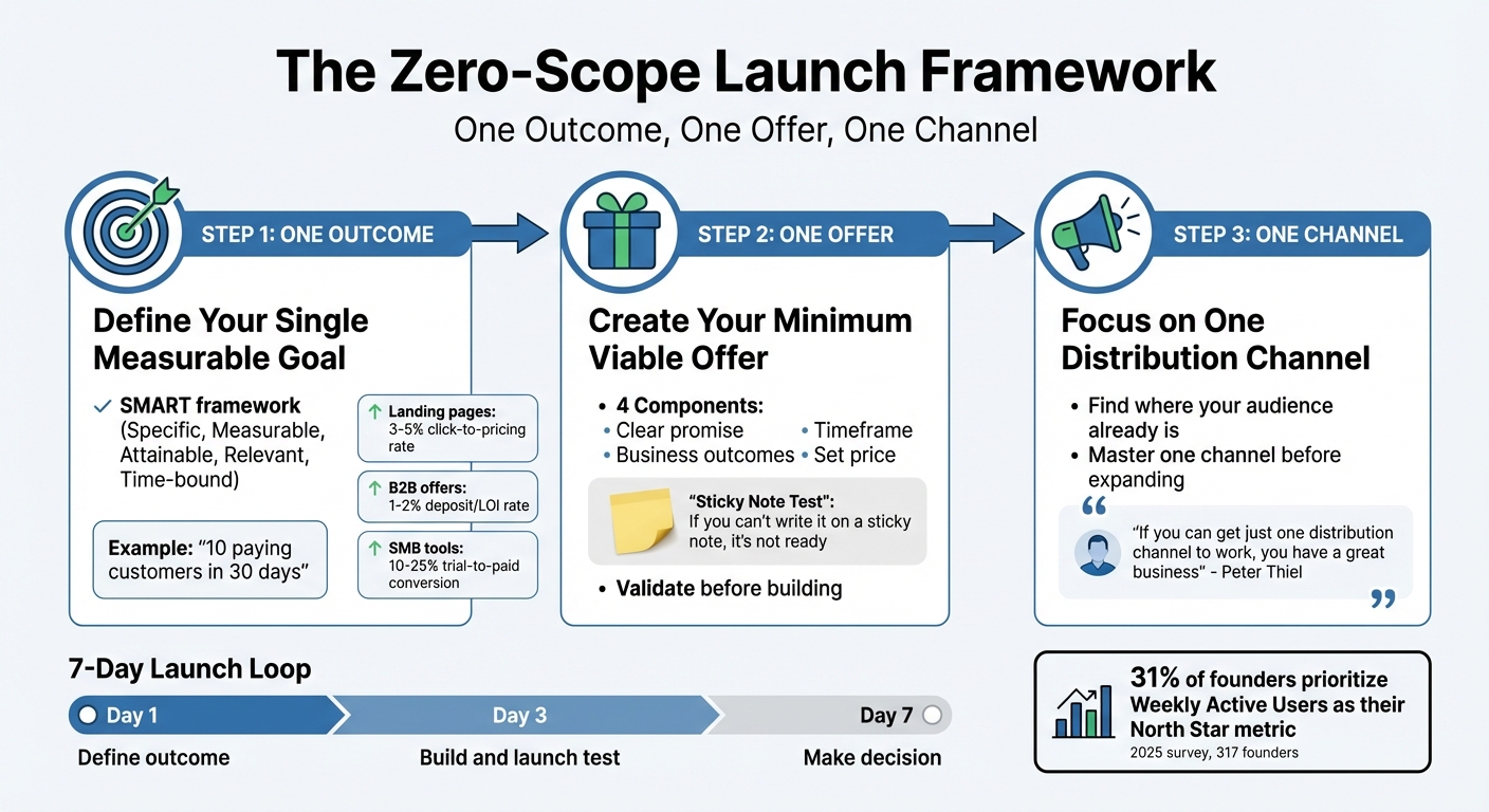 Zero-Scope Launch Framework: 3-Step Process to Validate Your Business Idea
