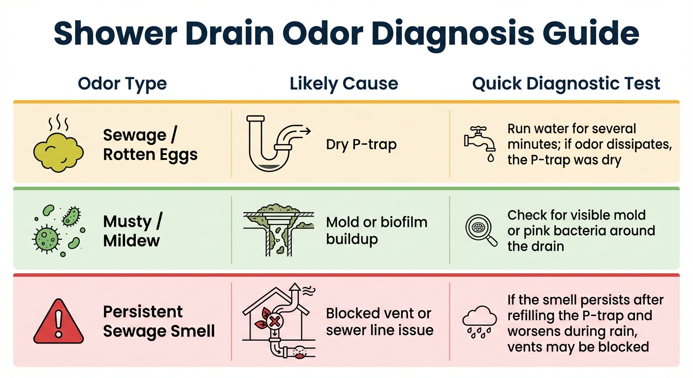 Shower Drain Odor Diagnosis Guide: Identifying Causes by Smell Type