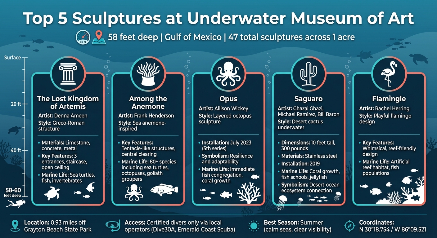 Top 5 Sculptures at Underwater Museum of Art: Features and Marine Life Impact