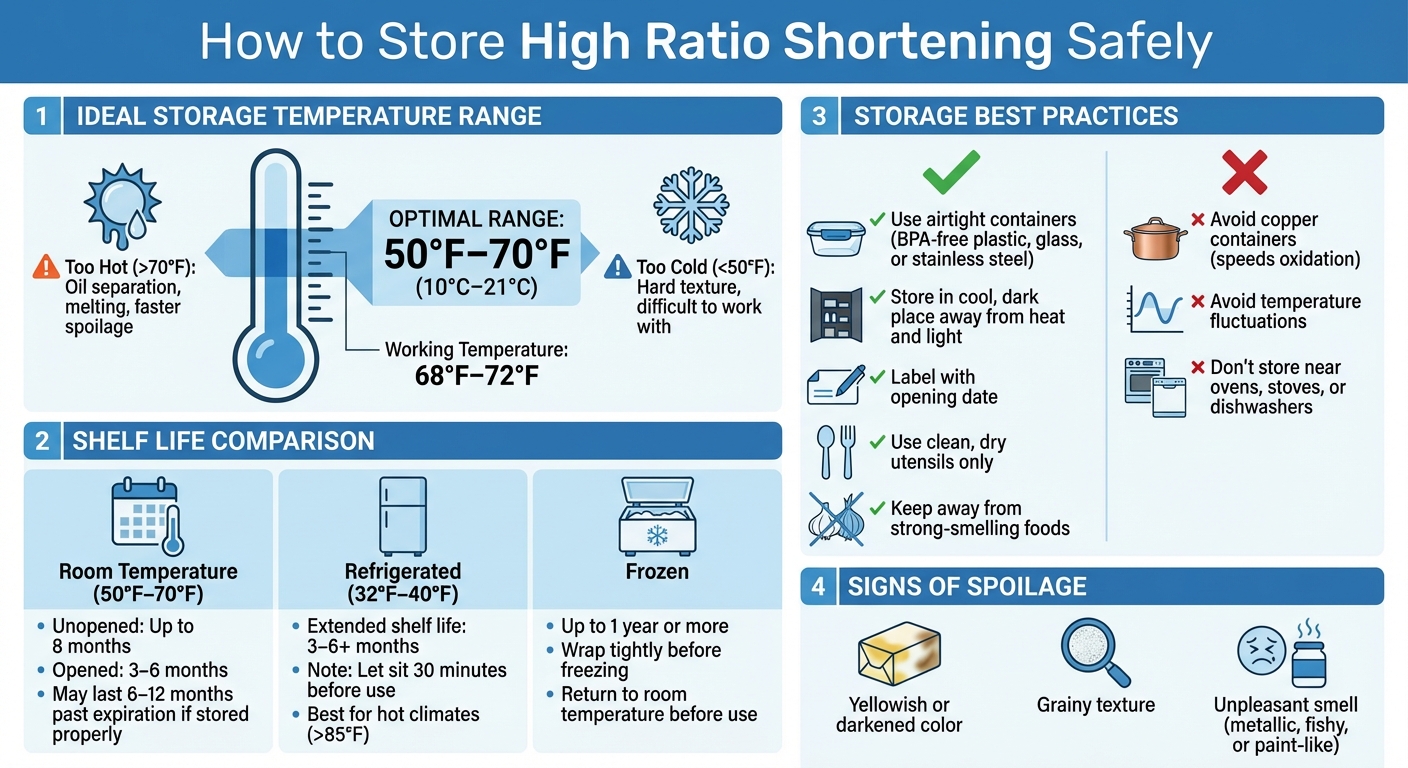 High Ratio Shortening Storage Guide: Temperature Ranges and Shelf Life