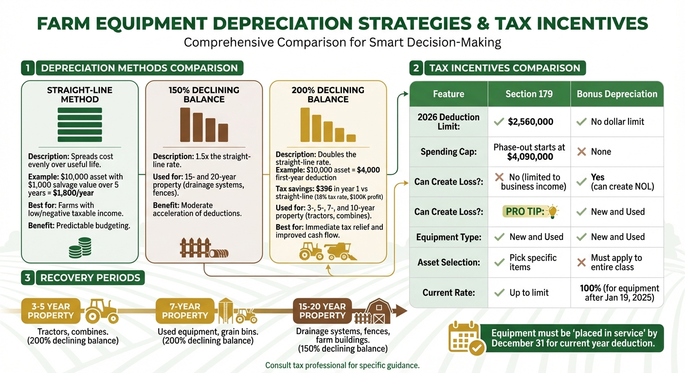 Farm Equipment Depreciation Methods and Tax Incentives Comparison Chart