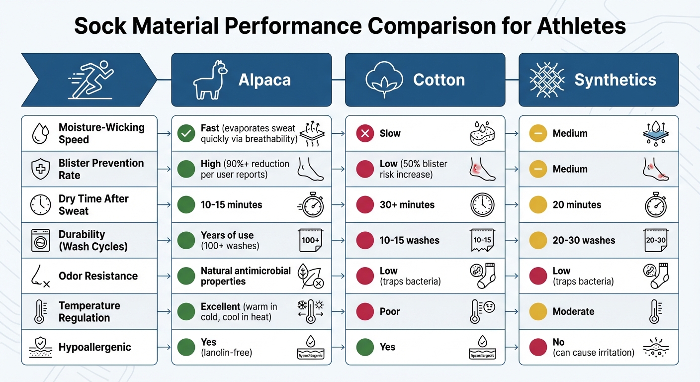 Alpaca vs Cotton vs Synthetic Socks Performance Comparison for Athletes