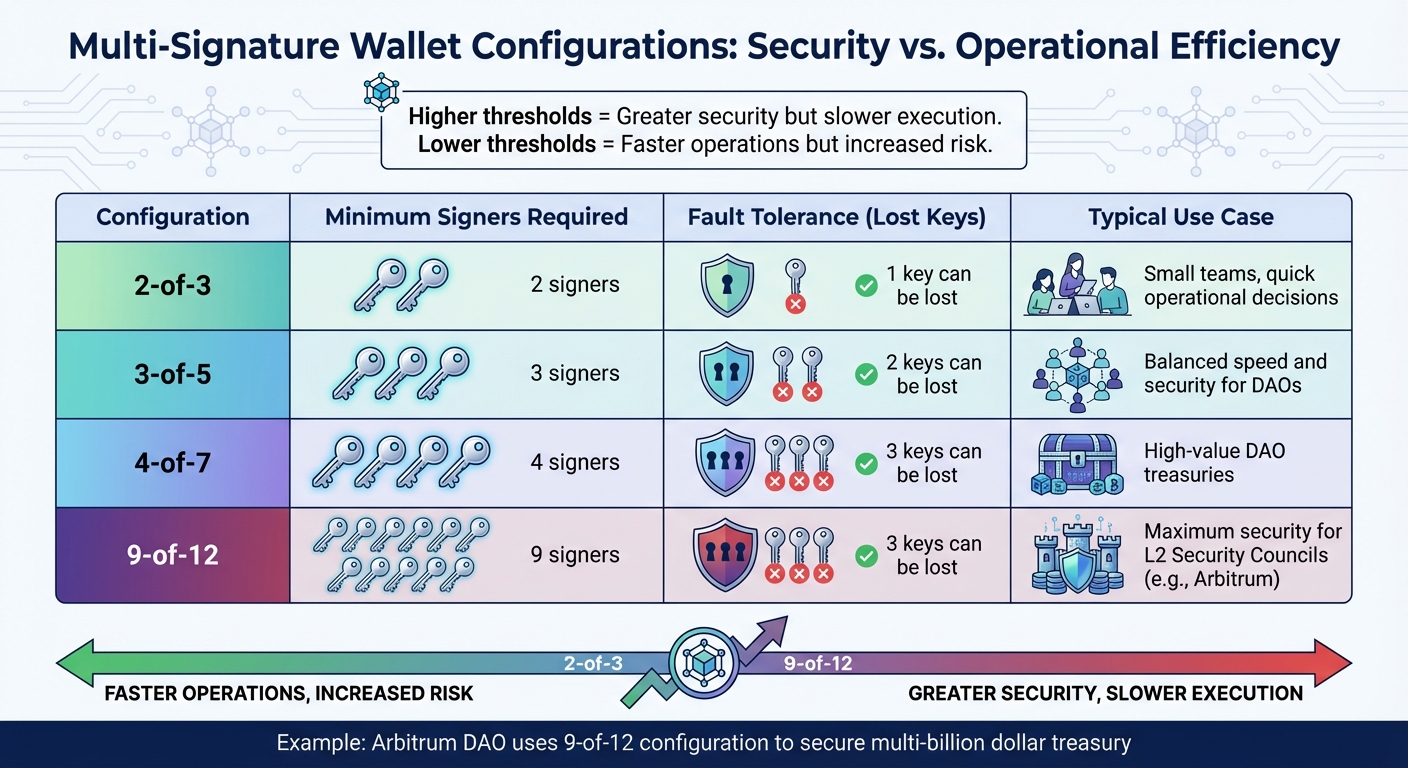 Multi-Signature Wallet Configuration Comparison for DAO Security
