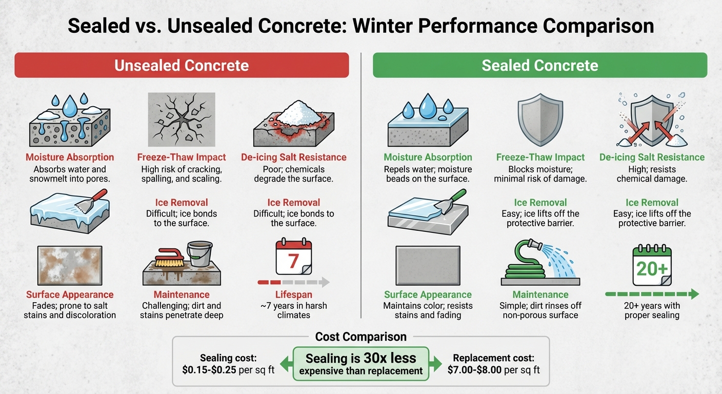 How Concrete Sealers Protect Your Driveway And Walkway In The Winter 5 Sealed Vs Unsealed Concrete Performance Comparison For Winter Protection