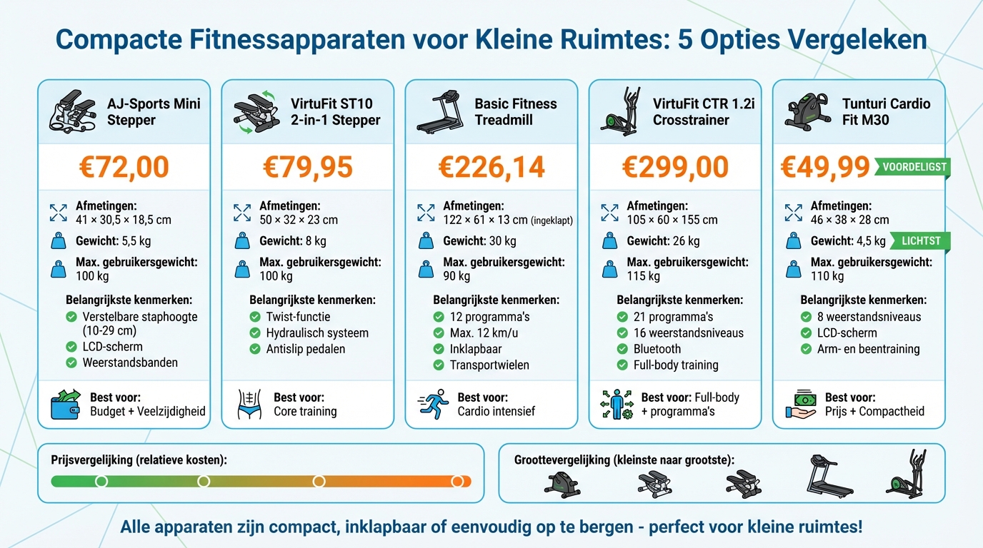 Vergelijking van 5 beste compacte fitnessapparaten voor kleine ruimtes