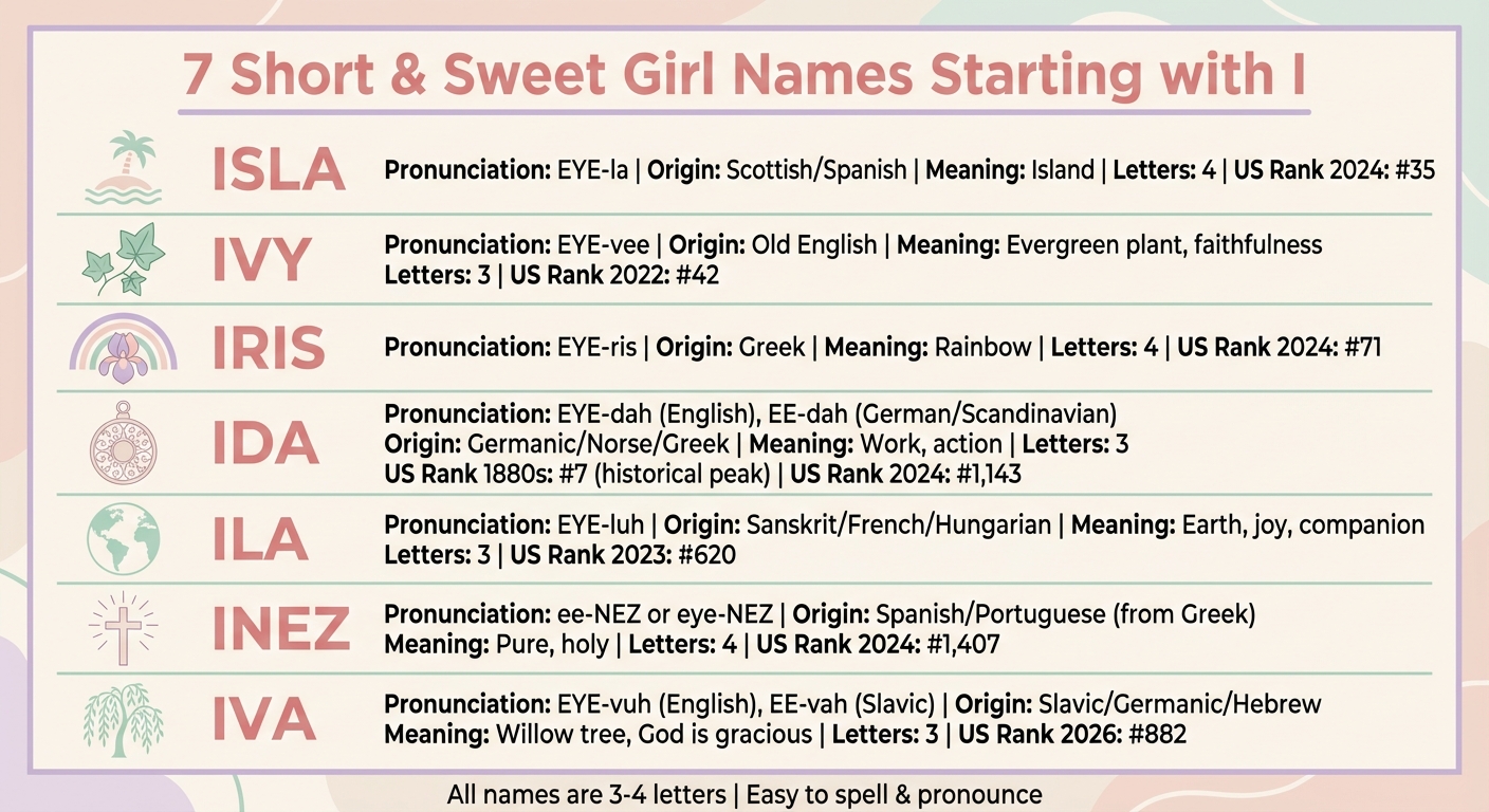 7 Short Girl Names Starting with I: Meanings, Origins & Popularity Rankings
