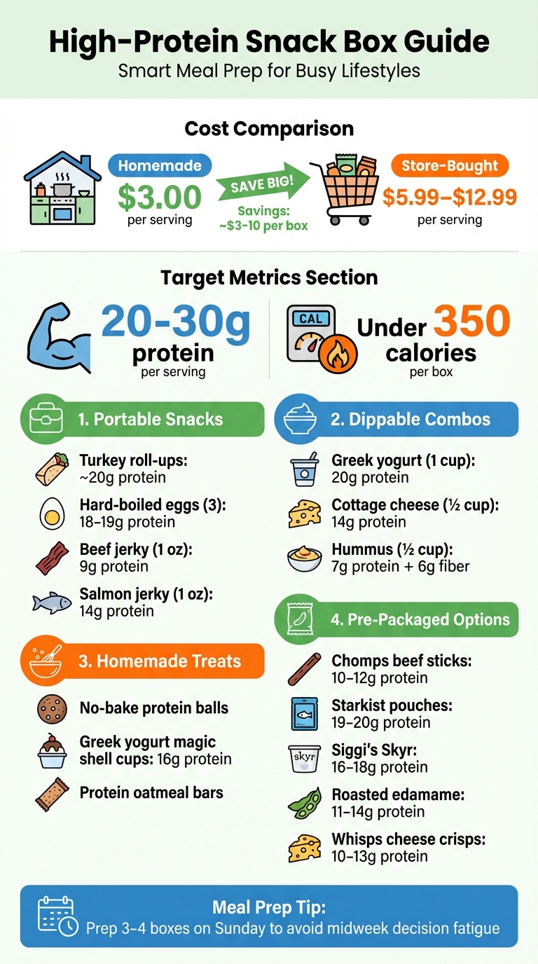 High-Protein Snack Box Guide: Homemade vs Store-Bought Costs and Protein Content