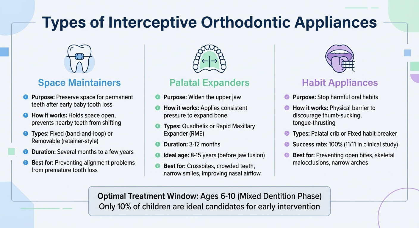 Types of Interceptive Orthodontic Appliances: Functions and Treatment Duration