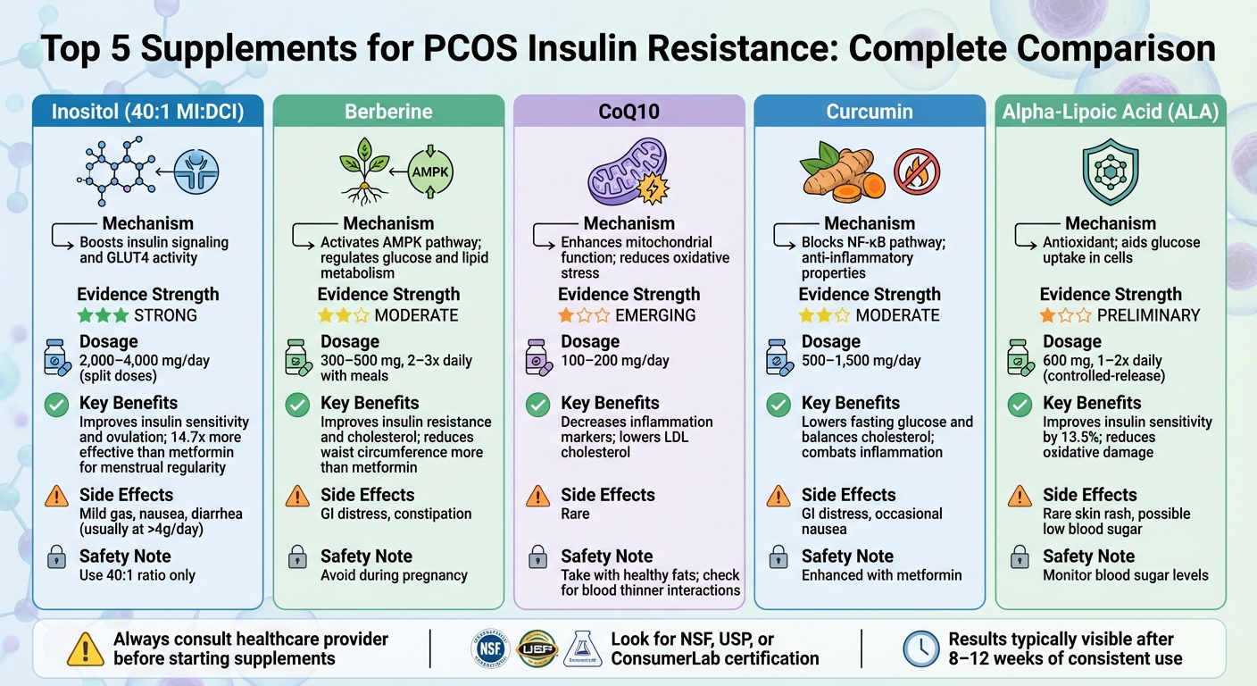 PCOS Supplements for Insulin Resistance: Dosage, Benefits, and Side Effects Comparison
