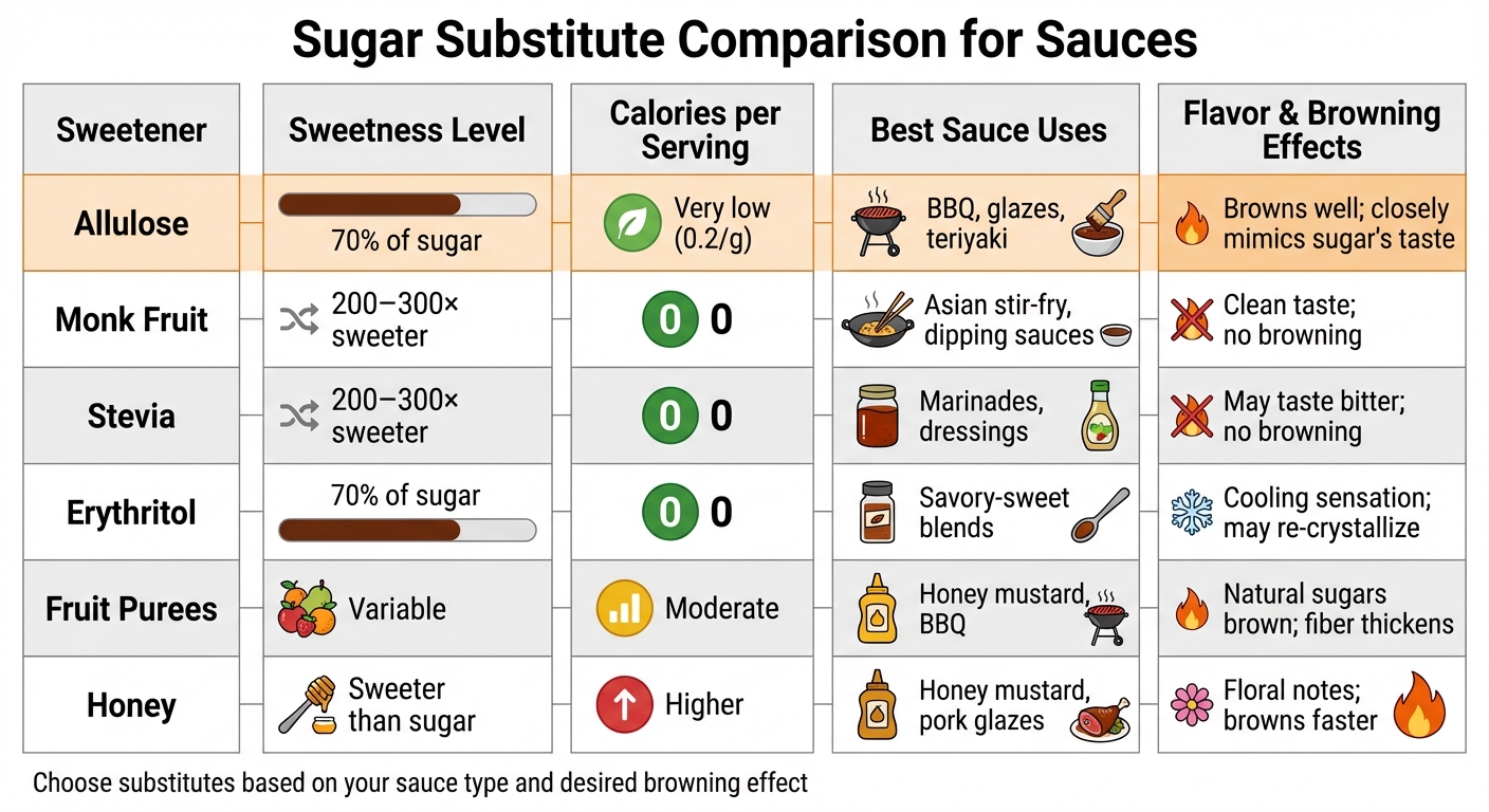Sugar Substitute Comparison Chart for Sauces