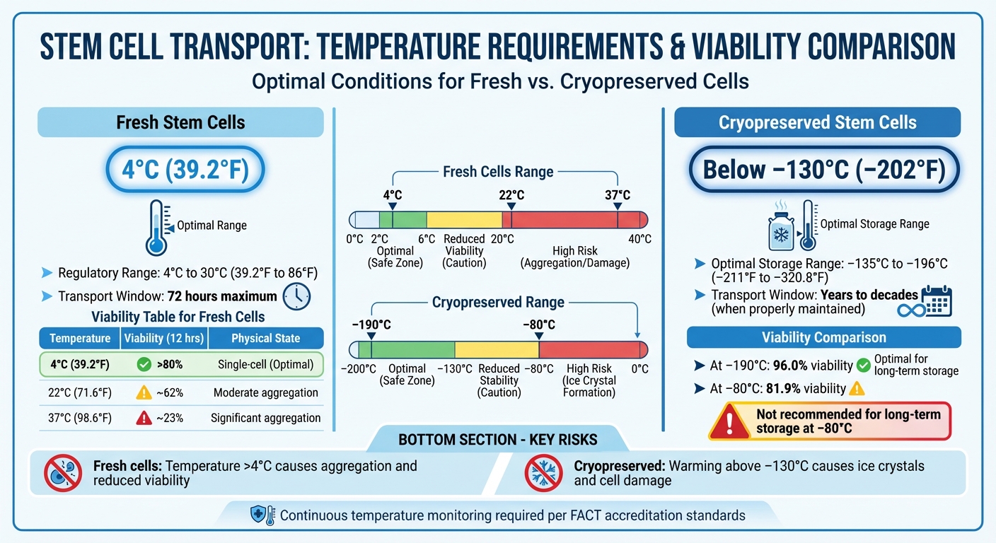 Stem Cell Transport Temperature Requirements and Viability Rates